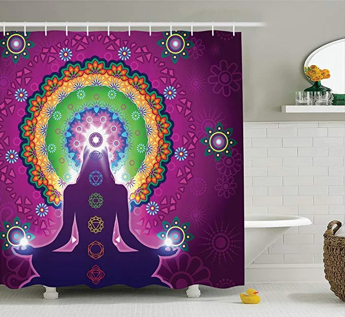 

Purple Mandala Shower Curtain Practicing Jade Floral Pattern Bathroom Curtain Douchegordijn Rideau De Douche Cortina Ducha 3D
