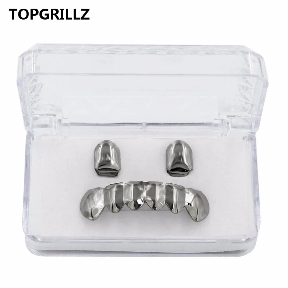 TOPGRILLZ, новинка, на заказ, подходит в стиле хип-хоп, Розовая позолота, набор горлышков для рта, 2 шт., один топ и 6 зубов, нижний набор, черный пистолет, грили