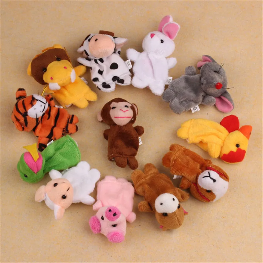 New Fashion 12Pcs Chinese Zodiac Soft Animal Puppet Finger Toys Plush