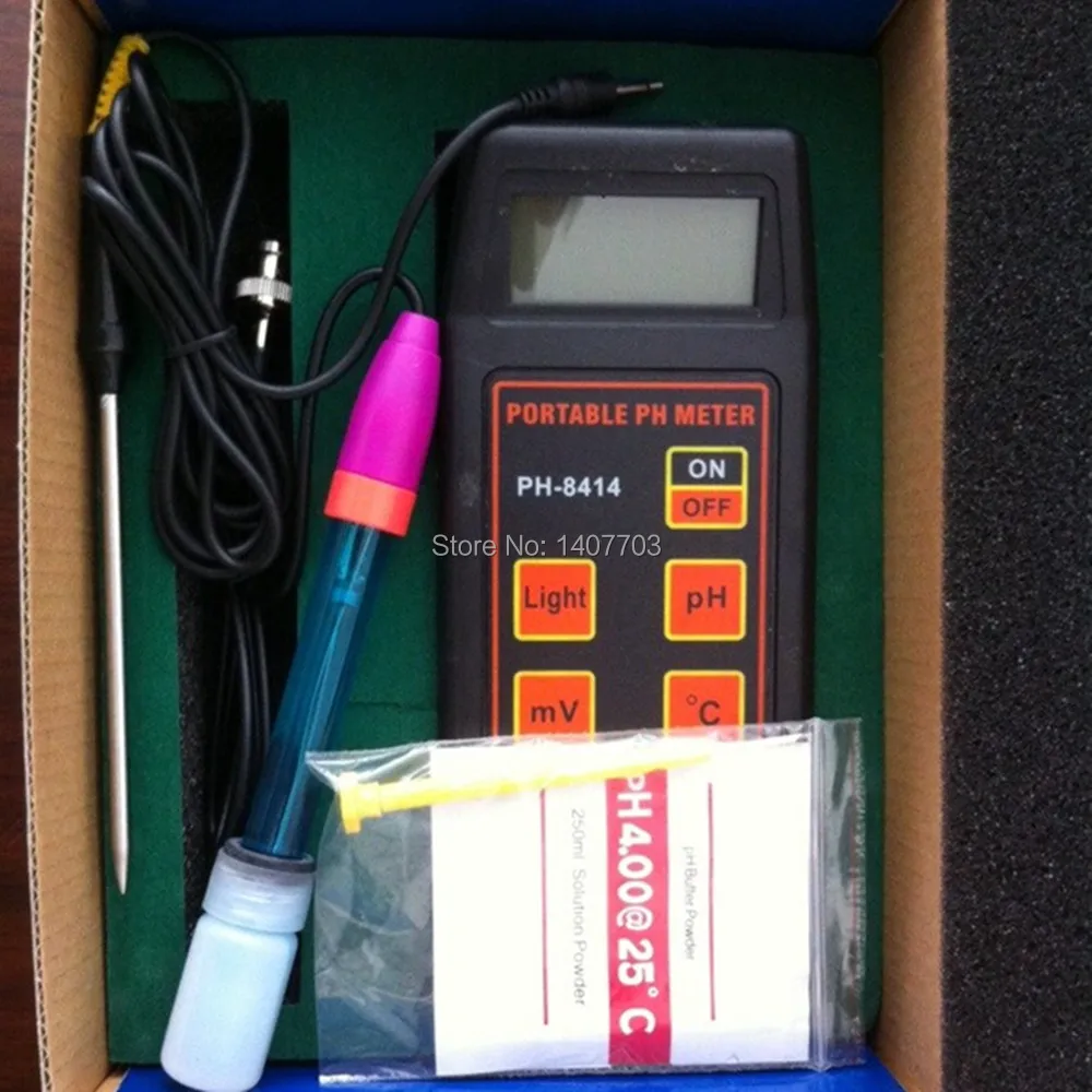 

Portable pH Orp Temperature meter with Battery and pH Buffer Powder