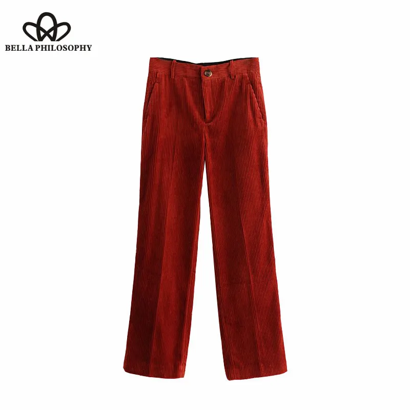 Wonder 2018 new autumn Corduroy Retro Blazer Pants Autumn Casual Vintage Female Long Straight Pants Women trousers clothes
