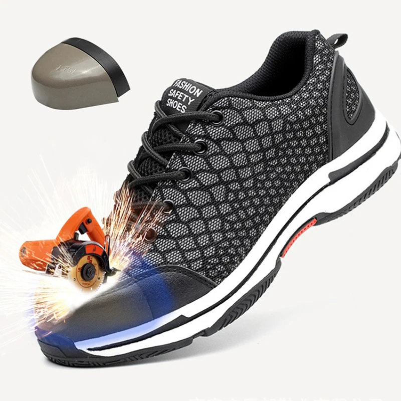 

New Men Shoes Work Boots Steel Toe Shoes Work Safety Boot Breathable Anti-smashing Puncture Proof Safety Shoes Men Sneakers