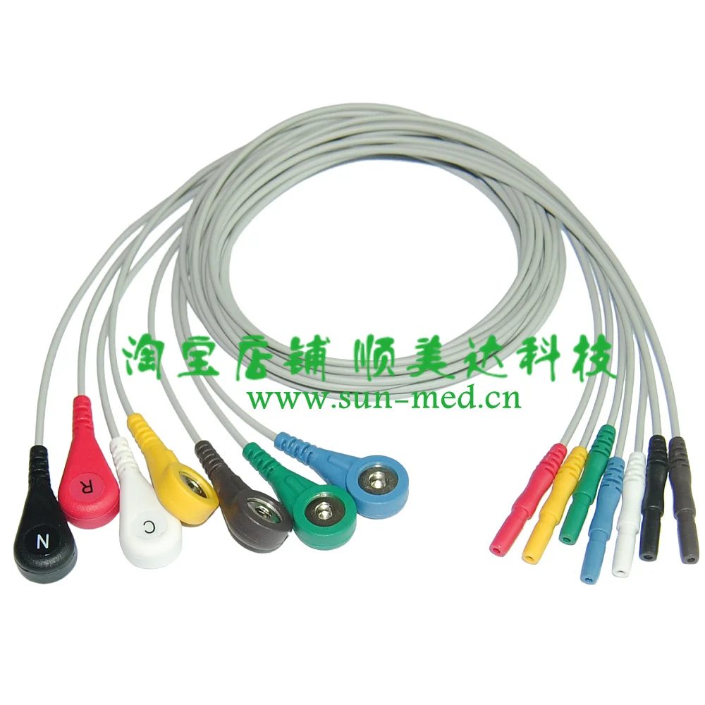 

Universal Din-style Safety ECG Holter Leadwires Cable, 7 Leads Snap IEC Generic