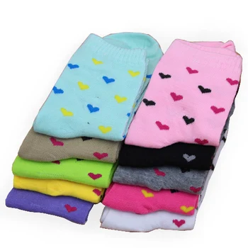 

Hot Sale Fashion Multi Colors Mix Cotton Heart-shaped Design Women Socks Autumn Winter Warm Comfortable Sweet Sock Good Quality