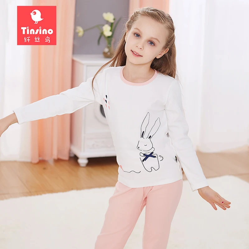Tinsino Children Girls Autumn Pajama Sets Cartoon Pajamas Kids Girl Winter Warm Underwear Spring