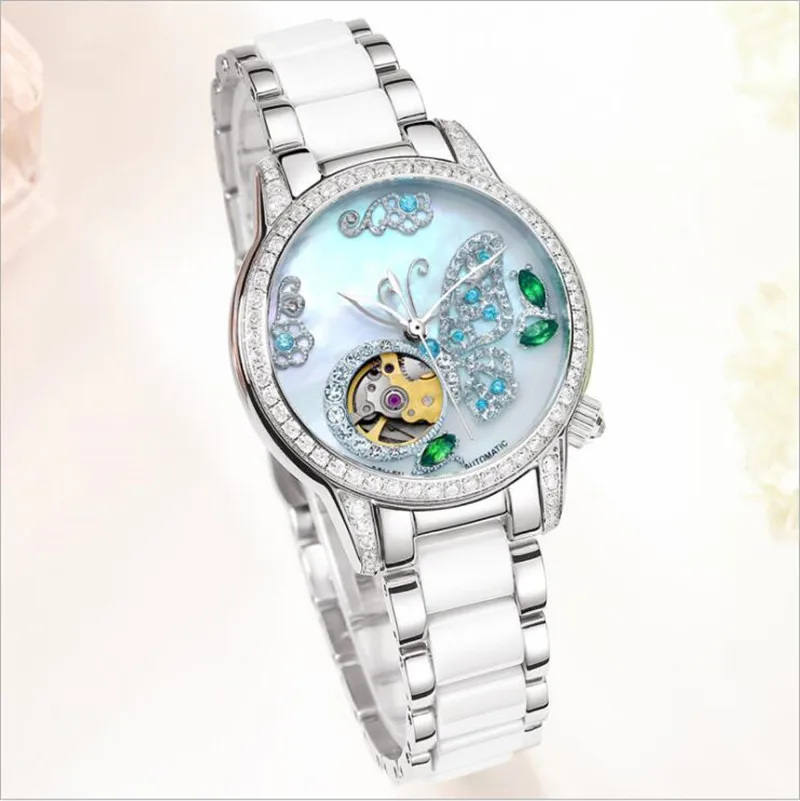SOLLEN люксовый бренд женские часы-браслет ослепительной красоты sSpace керамические девушки автоматические механические наручные часы женские часы