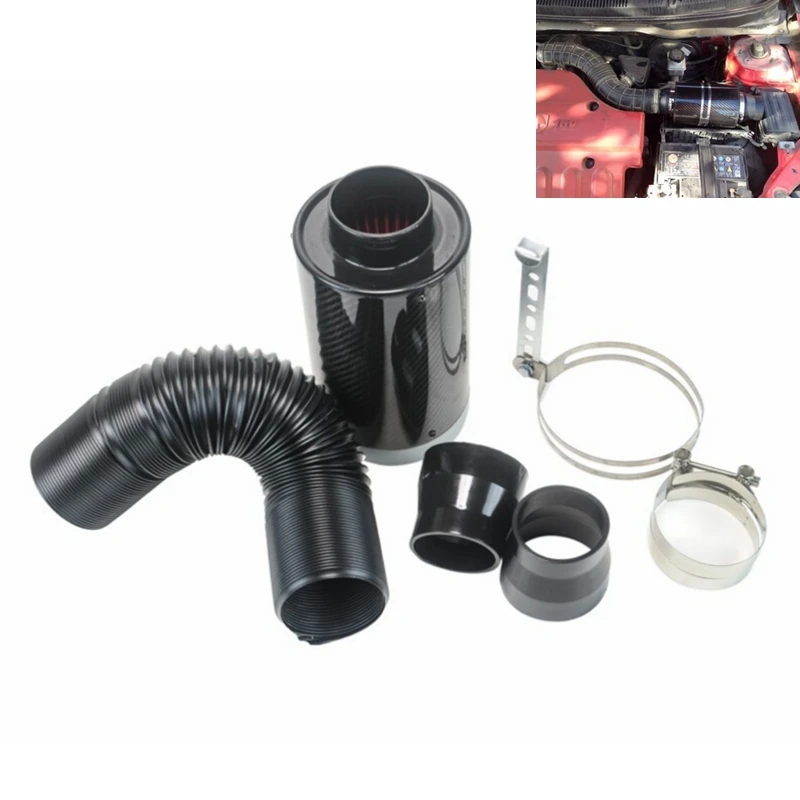 

Car Carbon Fiber air intake pipe systems car air filter kits air filters box Cold Feed Induction Kit Mushroom head Universal