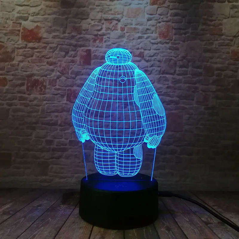 

Baymax Figure Model Juguets 3D Illusion NightLight LED Colourful Light Glow in the dark Toys