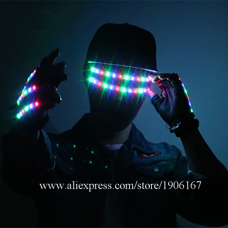 Creative LED Color Gloves Vibrating Glowing Glasses Music Festival Bar Nightclub Performance Fluorescent Dance Props3