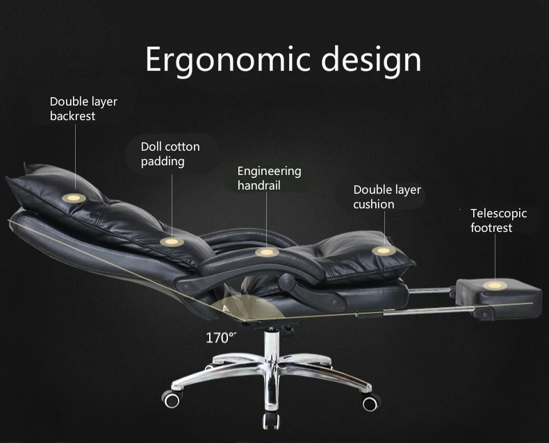 Утепленные двойной Слои компьютерное кресло из мягкой искусственной полулежа в кресле поднял Многофункциональный офисное кресло с