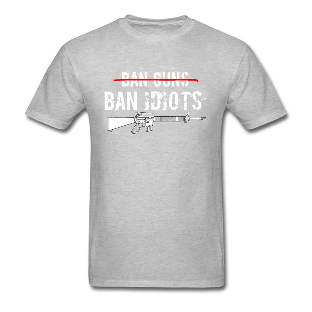 Tops Shirts cosie T-shirts Mother Day 2018 Newest Normal Short Sleeve 100% Cotton Round Collar Youth Top T-shirts Normal Ban Idiots Not Guns Pro Gun Second Amendment Shirt grey