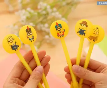 

Minions Gel pen black signing pen Cartoon Creative Student stationery pen 15pcs free shipping
