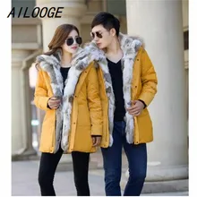 AILOOGE куртка, зимняя куртка, Мужская одежда, меховые пальто, мужские длинные меховые воротники, Высококачественная роскошная женская одежда с толстым зимним пальто