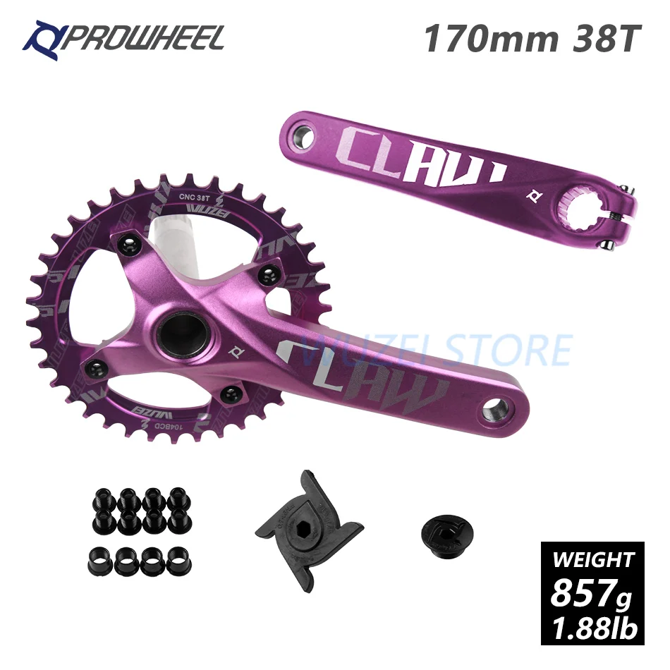 Prowheel 104 BCD mtb шатун со звездочками для велосипеда пластины 170 мм/30/32/34/36/38 T Круглый звездочки шатун для горного велосипеда комплект велосипед Запчасти - Цвет: 170mm Purple 38T