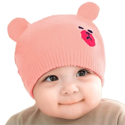 2 шт./компл. вязаные шапки для новорожденных теплый медведь круглый машинный колпачок защищает шапка с ушками детская зимняя шапка s+ шарф шапочки - Цвет: Hat