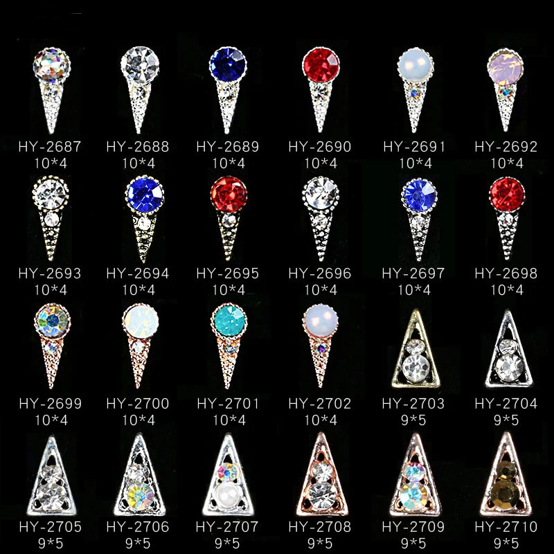 

10pcs/lot, Alloy Nail Art 3d Flat Back Colorful Diamonds Pearl Jewelry Rhinestones Nail Tips Decorations
