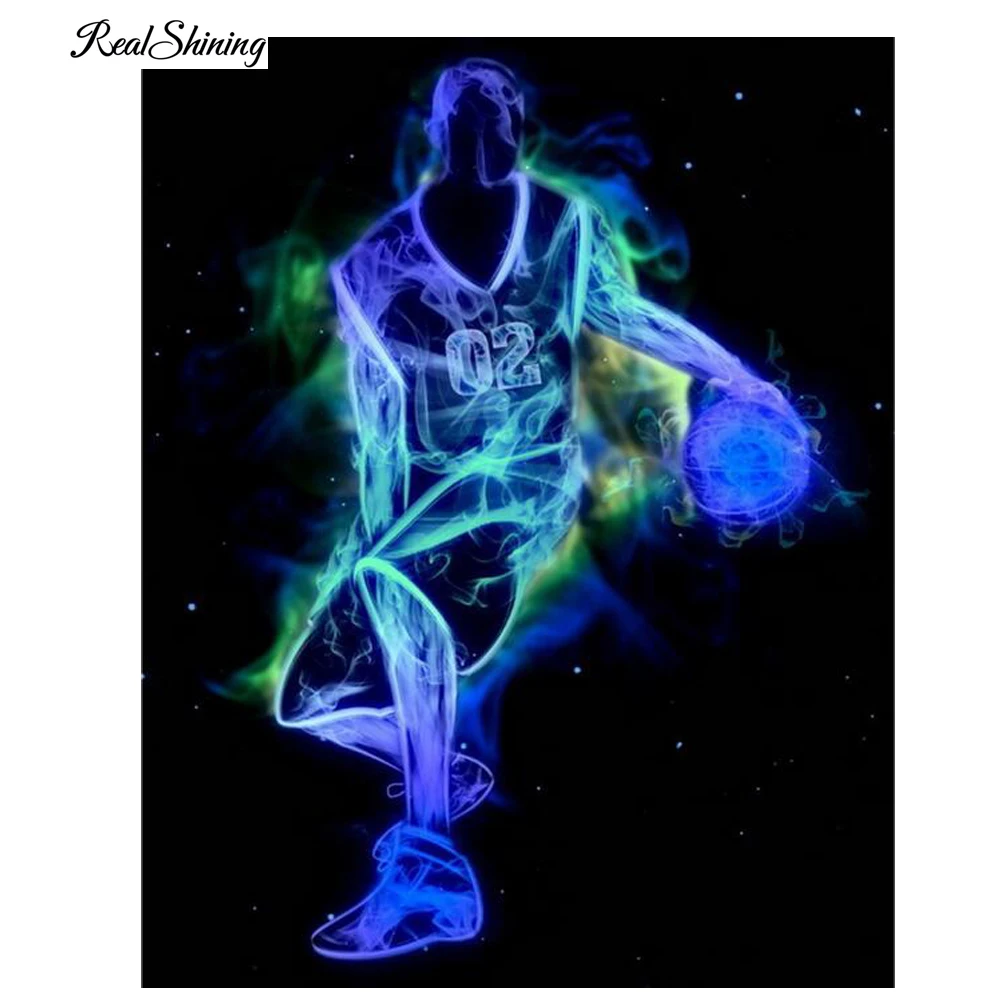 REALSHINING 5D DIY Diamond Painting Basketball Man Embroidery Full Square Cross Stitch Rhinestone Mosaic DE59 | Дом и сад