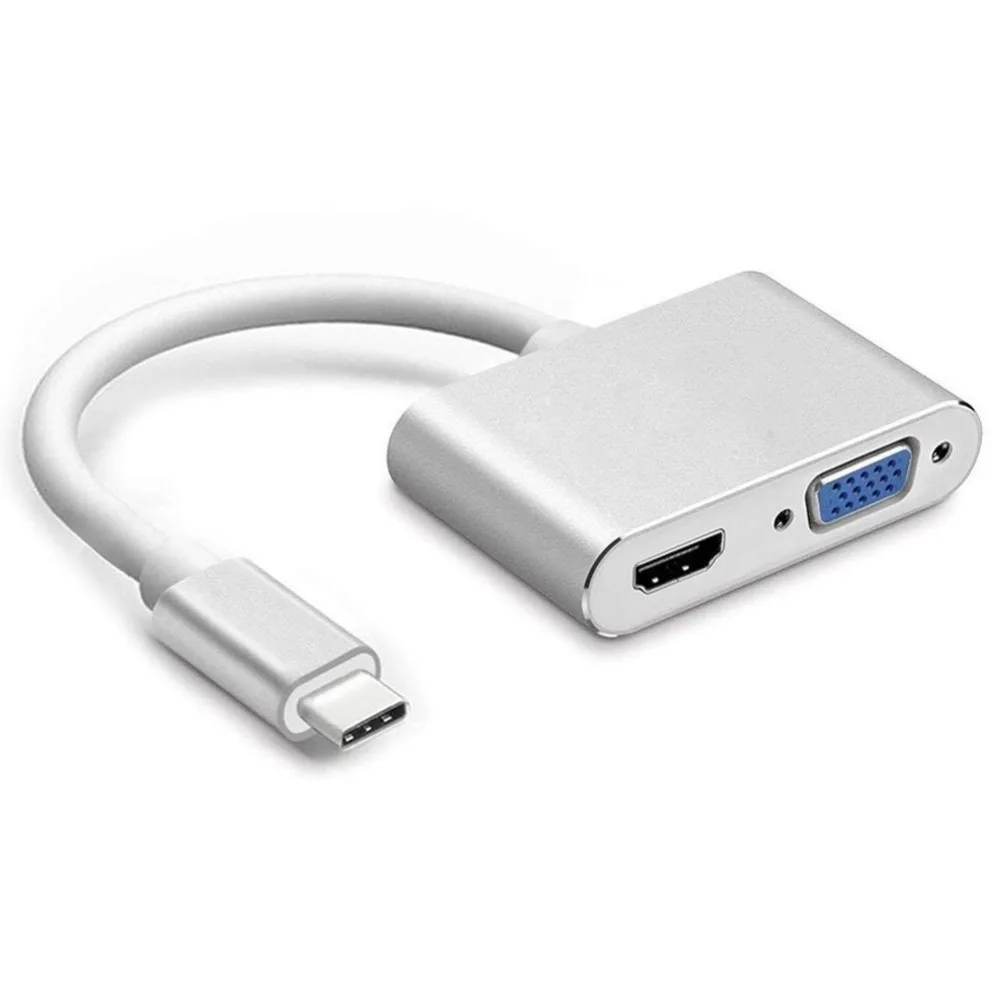 

USB C HUB USB C to HDMI 4K VGA Adapter USB 3.1 Type C to VGA HDMI Video Converters Adaptor for 2017 Macbook Pro/ Chromebook Pix