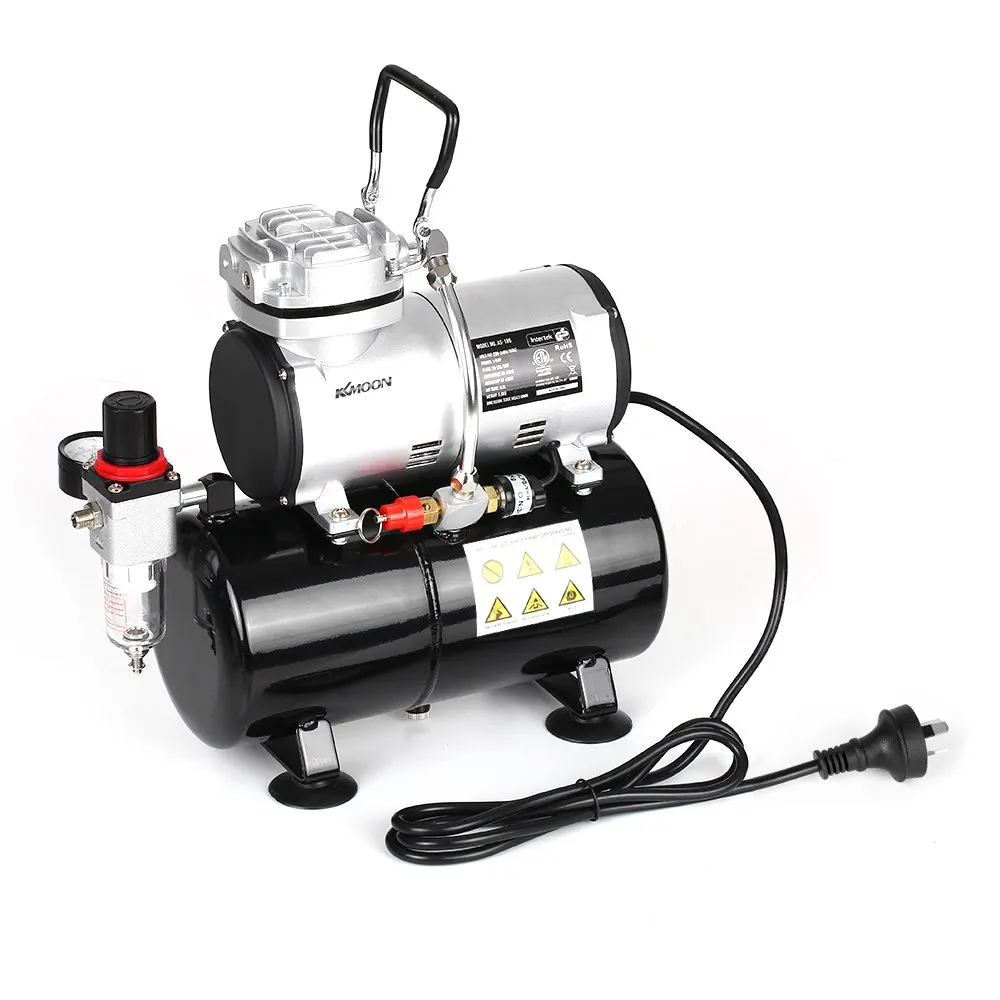 

KKmoon Spraying Air Compressor with Tank 1/6 HP Piston Airbrush Compressor Oil-less Quiet High-pressure Pump Tattoo Manicure