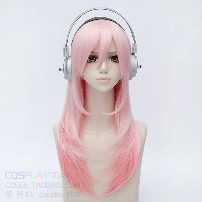 SUPERSONICO косплей парик для наушников реквизит Супер Sonico анимация гарнитура Soni-Ani Розовый Длинные прямые синтетические волосы для взрослых