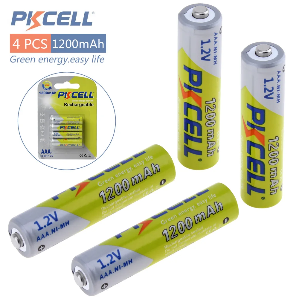 4pcs! Pkcell 1200mAh 1.2V Ni-Mh AAA Rechargeable Battery Real High Capacity AAA NiMh Batteries Set With 1000 Cycle