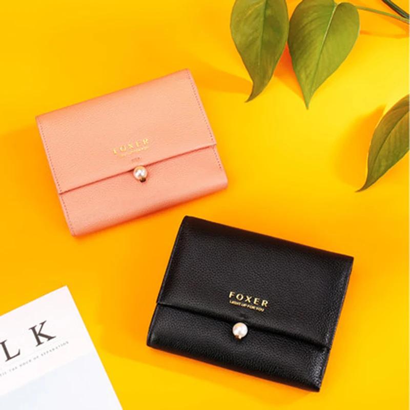 

FOXER Brand Fashion Women Genuine Leather Short Wallet High Quality Women's Wallets Women-wallet Female Wallet & Purse