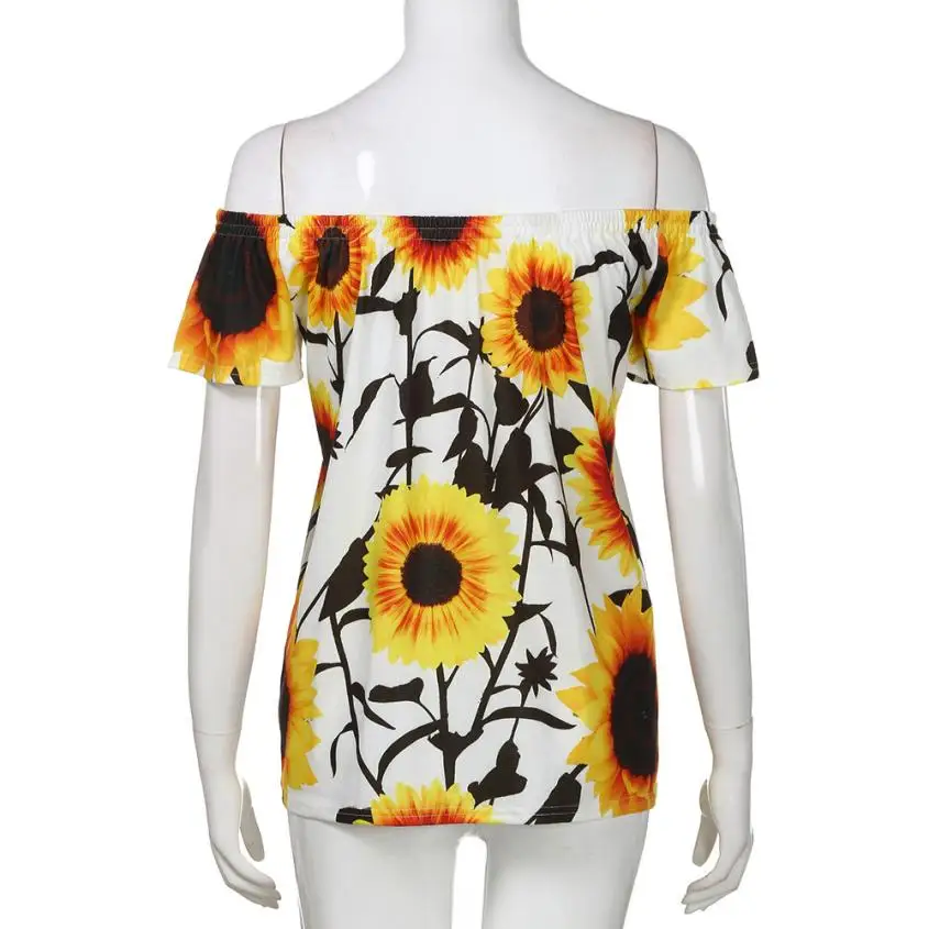 Женский жилет с коротким рукавом и принтом подсолнечника футболка свободный