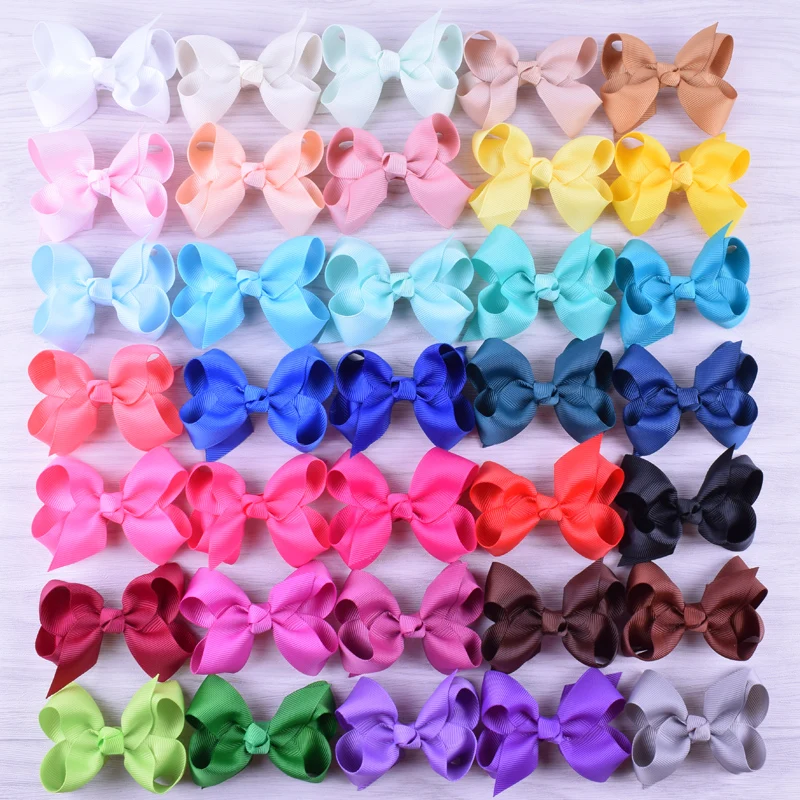 

35pcs/lot 3 Inch Hair Bows With Alligator Clips Small Classic Bow Hair Clips Hair Accessories Girls Headwear Boutique Hairpins
