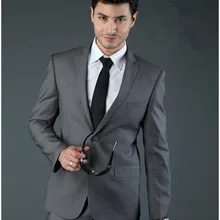 Серый 2 шт Нотч мужской костюм высокое качество таможенные сделал мужской костюм мода Slim Fit Свадебный костюм для Для мужчин марка-Костюмы