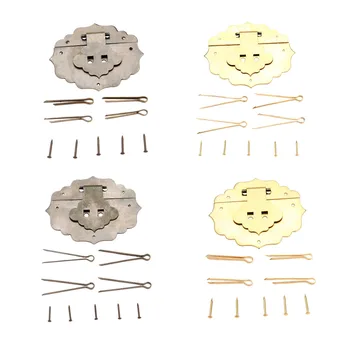 

DRELD 1Pc Brass Hasp Antique Bronze Wooden Boxes Copper Buckle Latch For Door Cupboard Cabinet Jewelry Box 70*55mm/85*70mm