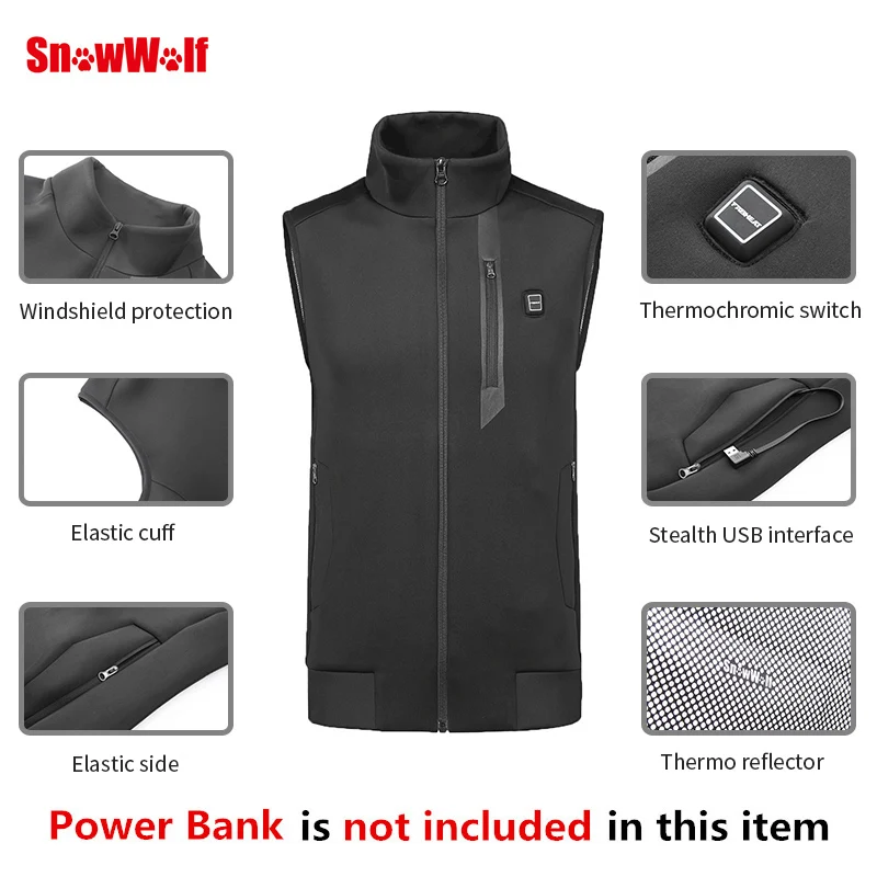 SNOWWOLF 2018 Мужская зимняя уличная USB Инфракрасная нагревательная жилетка куртка