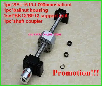 

1610 rolled thread ballscrew set:SFU1610-L700mm Ball screw-C7+1610 Nut Housing+BK/BF12 Support+6.35*10mm coupler