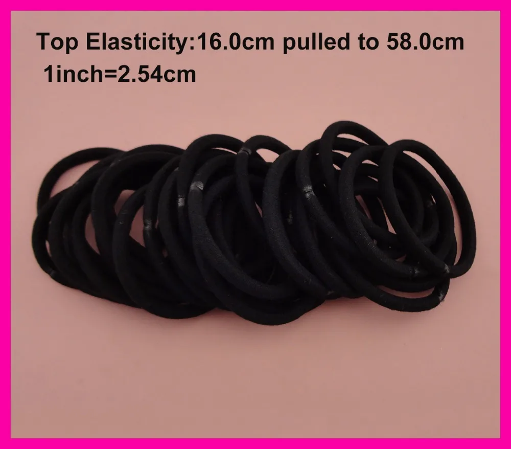 50pcs 5mm Top Elasticity Black Adult Elastic Ponytail Holders Rope