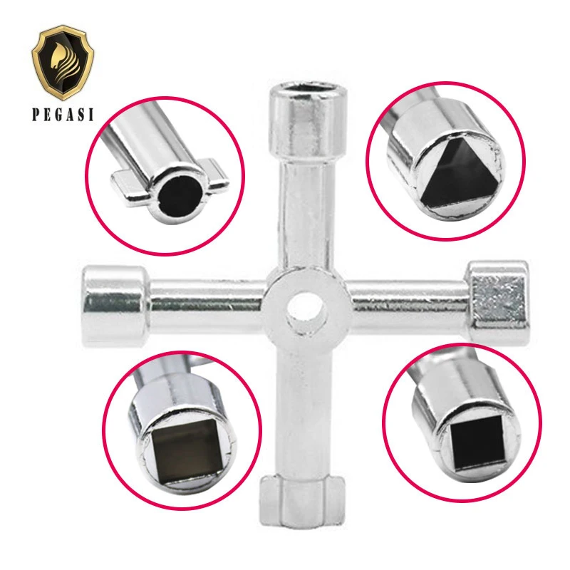 

New 4 In 1 Universal Key Wrench Square Key Triangle Train Electrical Cupboard Box Elevator Cabinet Switch Wrench Key