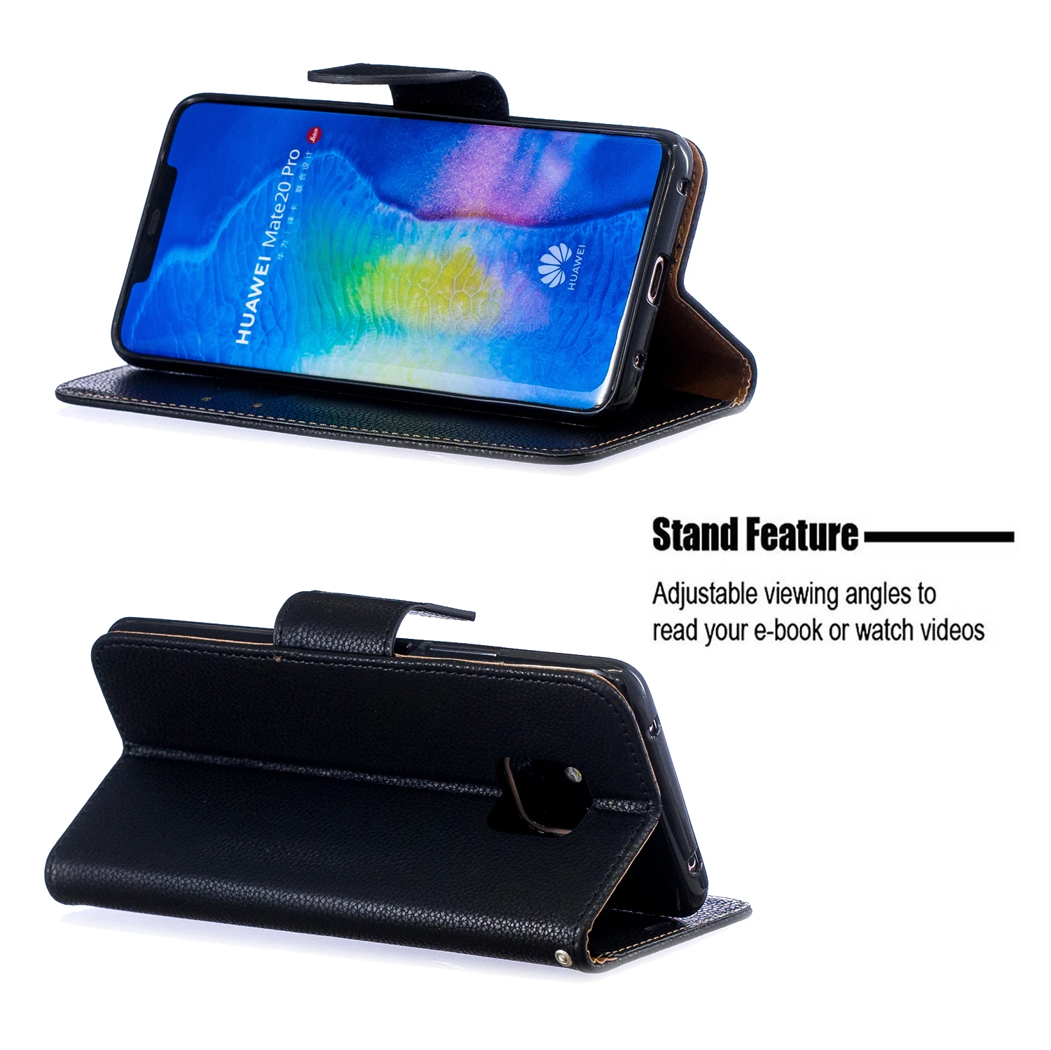 Wallet Phone Case for Huawei Mate 20 Lite/Mate 20 Pro PU Leather Flip Cover Stand Magetic Closure with Card Holder