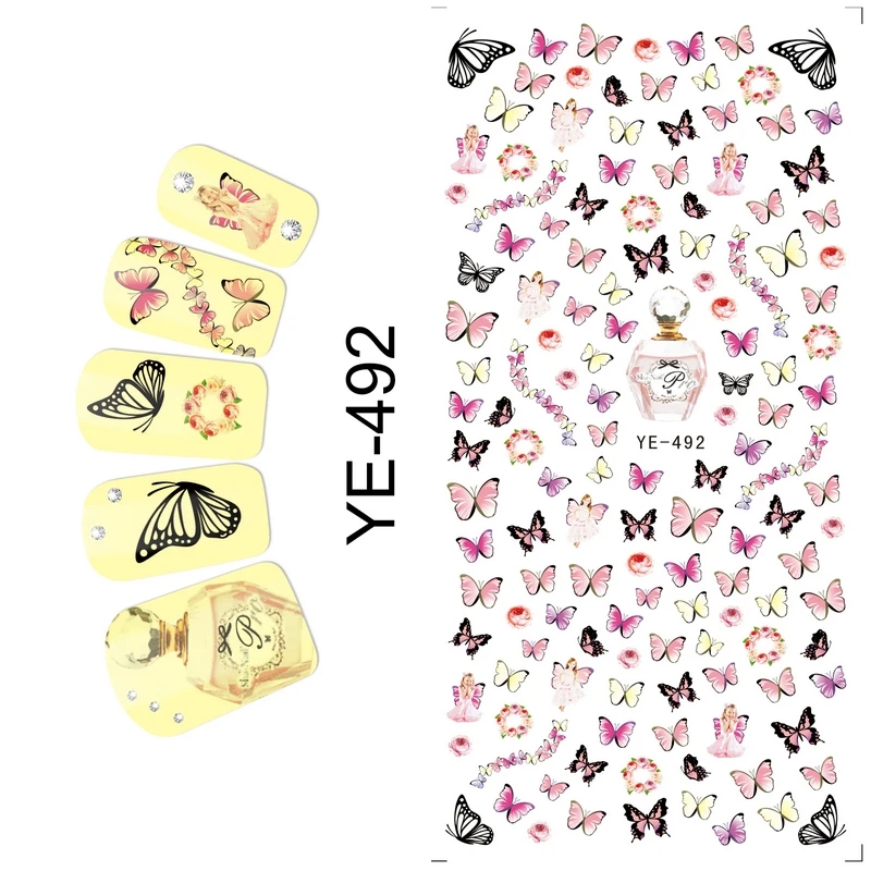 

WATER DECAL NAIL STICKER BUTTERFLY VINTAGE ARABIC PATTERN YE492-497