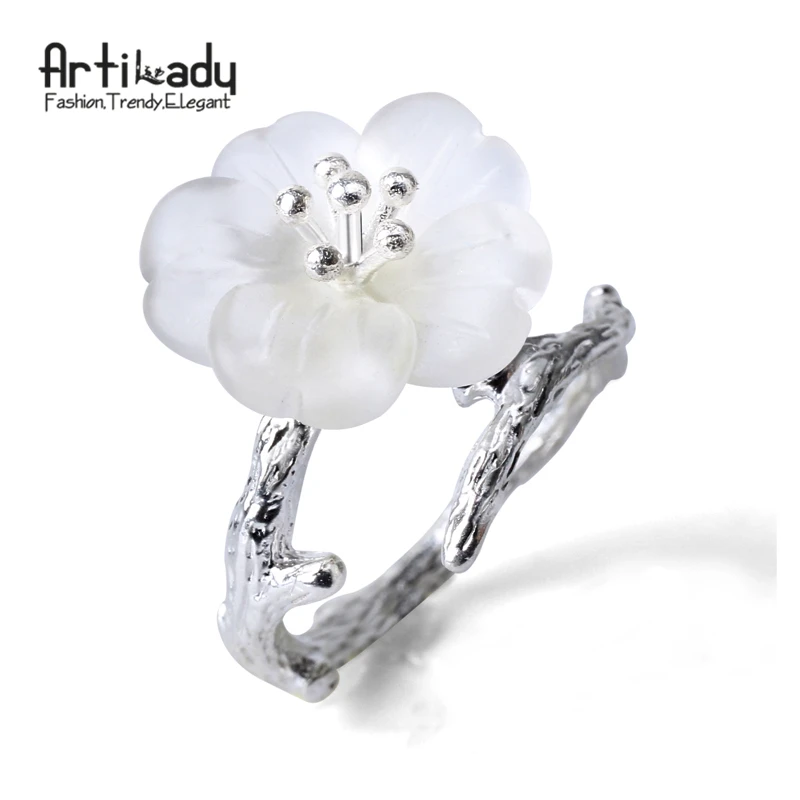 

Artilady 925 sterling silver rings handmade tree branch design white crystal ring for women party gift jewelry dropshipping