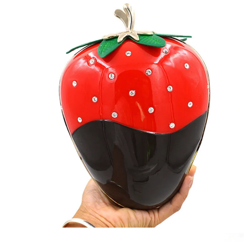 

Evening Bags fashion high quality alloy acrylic strawberry Diamonds Evening Bag design unique handbag women Chains shoulder bag