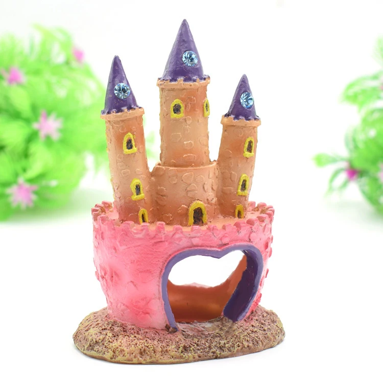Pink Princess Castle Fish Cave Aquarium Ornament Fish Tank Decoration