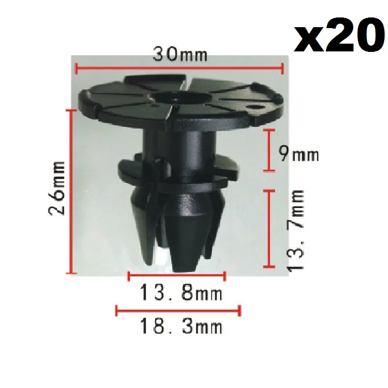 

20 X Rocker Panel Moulding Clip for BMW Fits to 14mm HD. 30mm BL. 14mm 51717066229