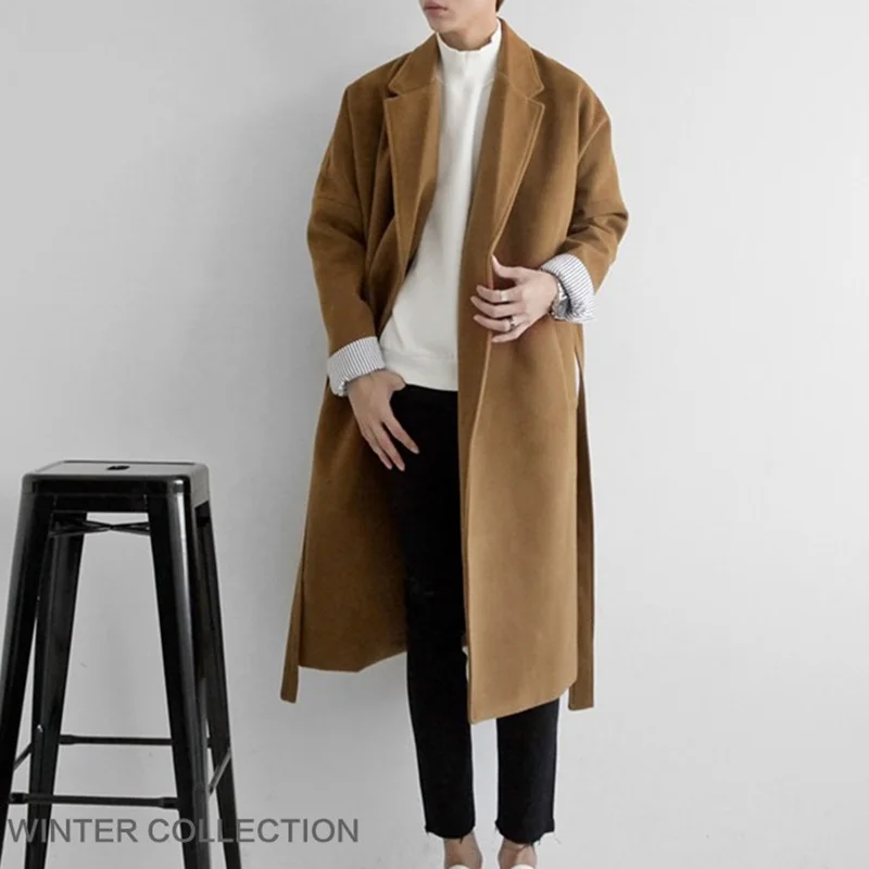 

Men clothes style overcoat long jackets trenchcoat men Male Loose Autumn winter Cardigan Jacket Outerwear Overcoat TA892