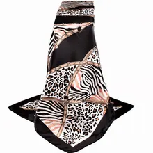 Женский шарф роскошный атласный большой квадратный конский хиджаб шелковая шаль платок с принтом квадратный шарф брендовый дизайн носовой платок 90x90 см