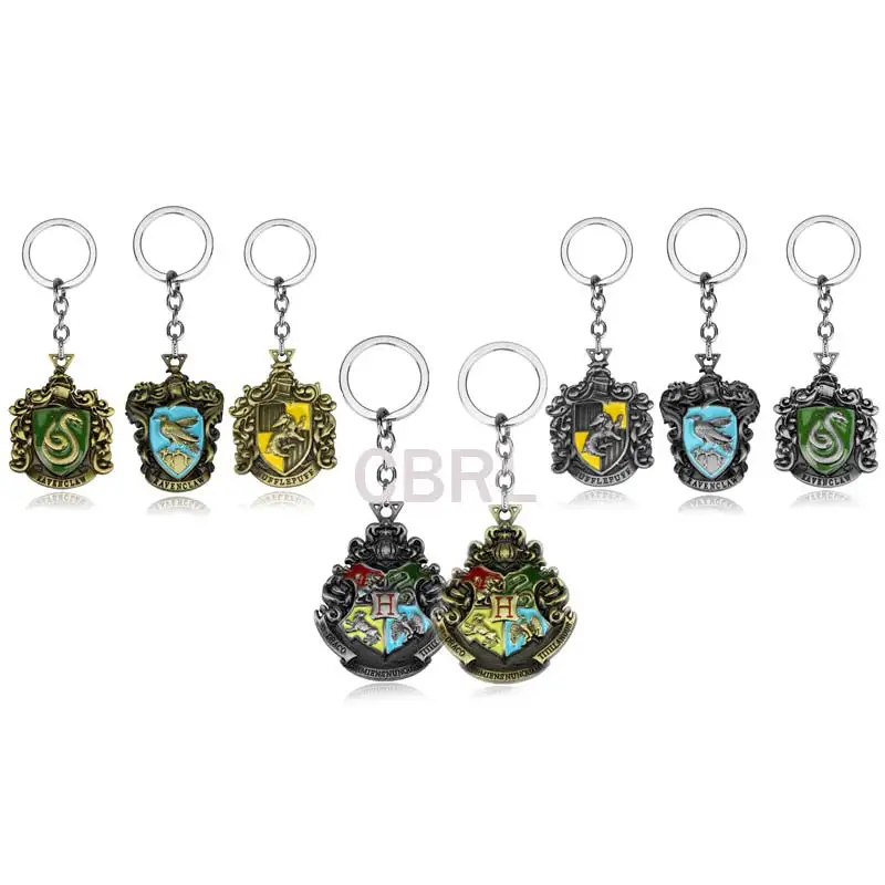 

College Logo Hogwarts Gryffindor Hufflepuff Slytherin Ravenctaw School Logo Keychain&Pendants Holder Movie Jewelry Free Shipping