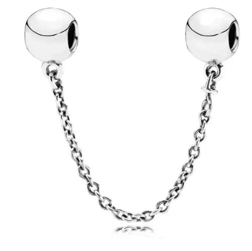 

Original 925 Sterling Silver Bead Charm Logo Ball Lock Safety Chain Beads Fit Women Pandora Bracelet & Bangle Diy Jewelry