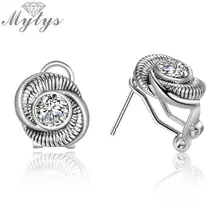 Mytys трендовые модные серьги с винтом, круглые серьги-гвоздики для женщин, Кристальное сердце, два цвета, CE588 CE587