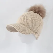 Зимние женские шапки, Женская Повседневная шапка в стиле хип-хоп, вязаная теплая шапка, женская модная мягкая шапка с меховым помпоном