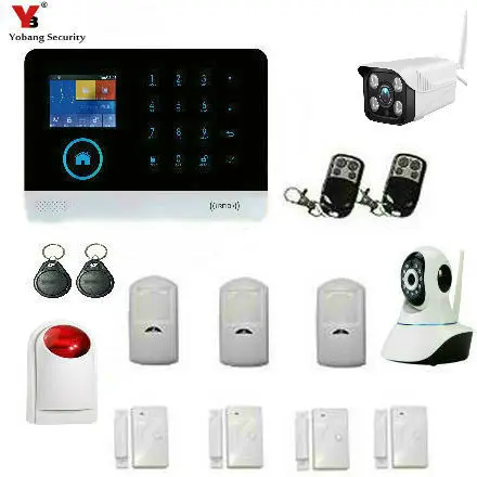 

Yobang Security Touch keypad Android IOS App Control WIFI GSM SMS RFID Home Burglar Alarm System Waterproof Outdoor Ip Camera