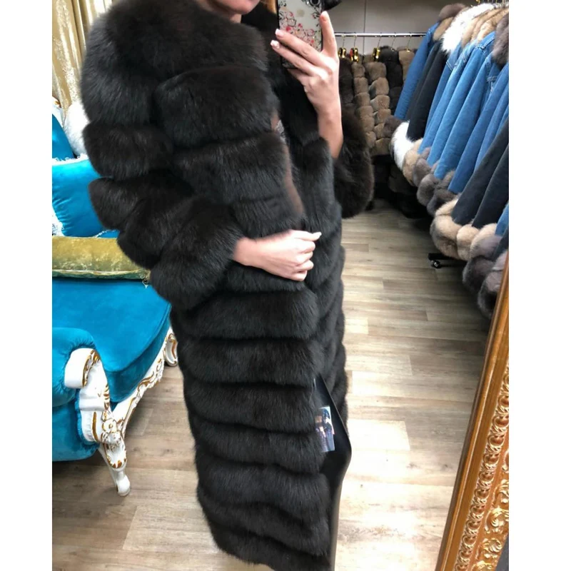 Женская шуба из натурального Лисьего меха Tatyana Furclub верхняя одежда Длинные парки
