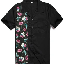 Мужская Charley Harper Inspired Плюс Размер Топы онлайн Новая модель черепа Хэллоуин рокабилли винтажные 40 s 50 s Клубные Рок н ролл рубашки