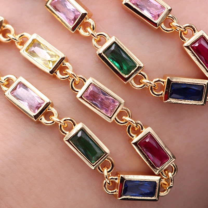 Роскошные Цветные ожерелья-чокер из циркониевого камня, ювелирный набор, маленький прямоугольник, Длинная подвеска золотистого цвета Богемские женские ожерелья, наборы